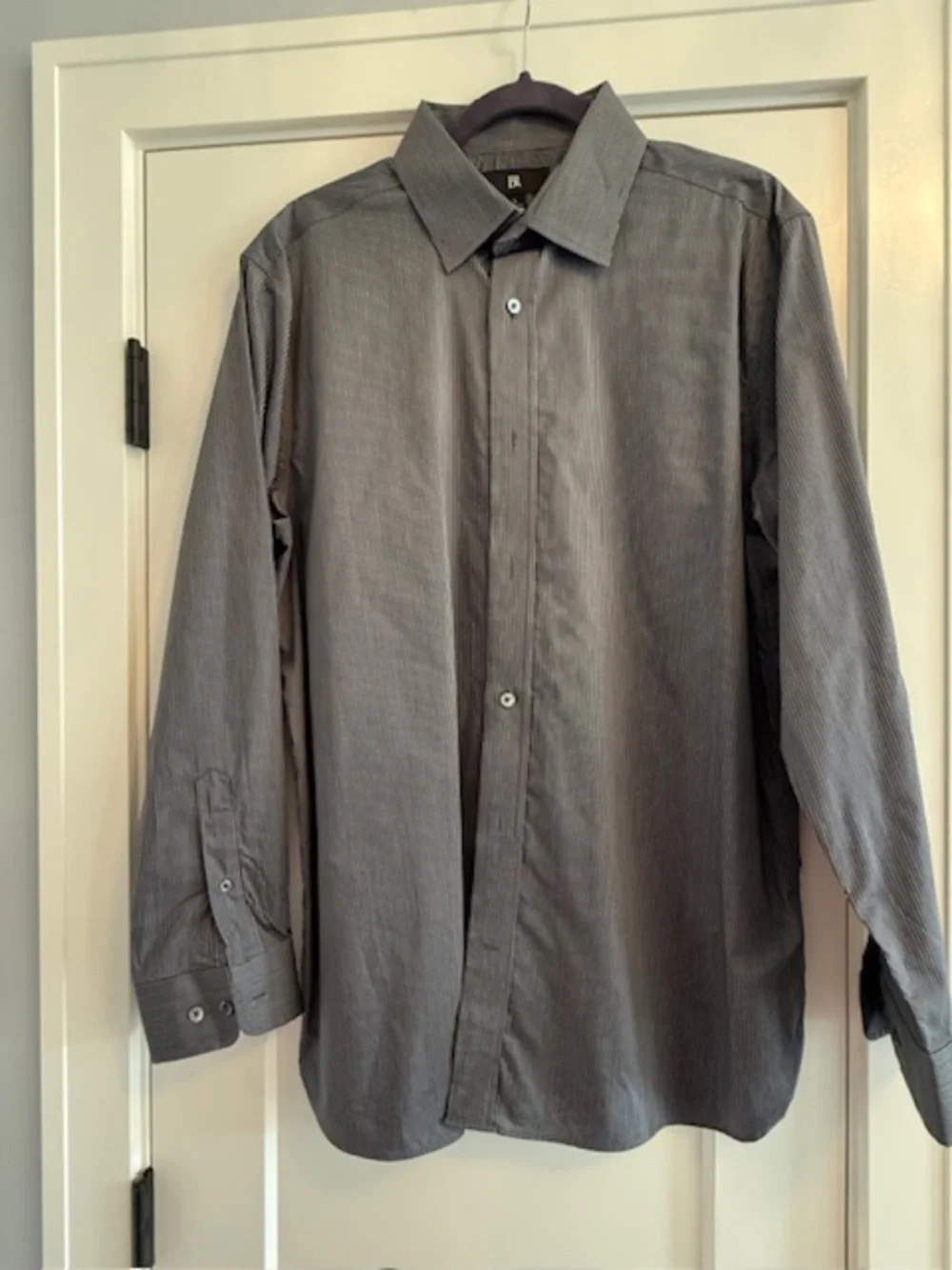 Banana Republic Men Large Standard Fit Cotton Dark Gray & White Check Shirt EUC